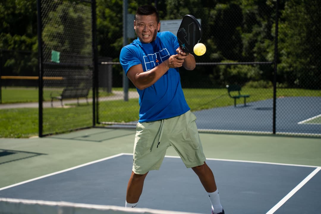 Sam Morris on the court